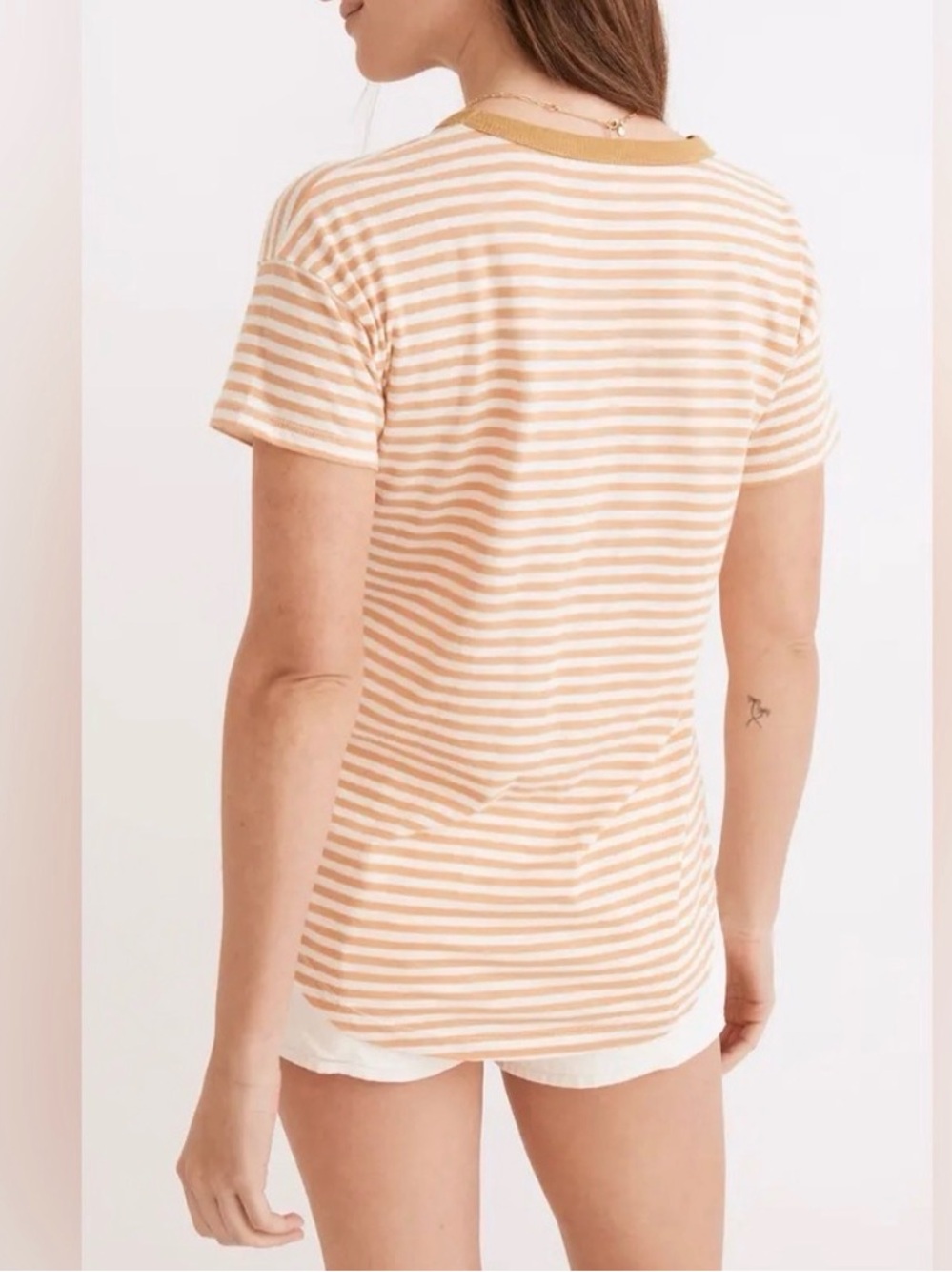 Madewell Baywind Stripe Whisper Cotton Rib-Crewneck Ringer Tee. Large. - Picture 2 of 6